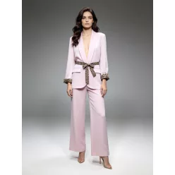  Beunique Fashion párduc mandzsettás palazzó nadrágos párduc öves szett Soft Pink One Size