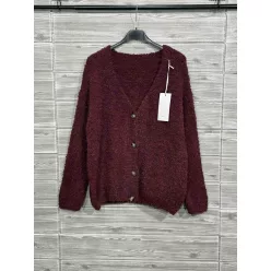 Beunique Fashion Bolyhos kardigán Burgundy One Size